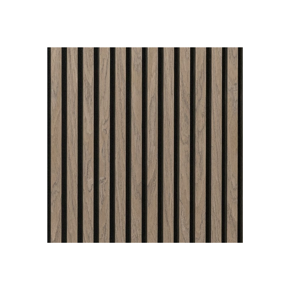 (Panel Grey Oak 2400X600mm) Acoustic 3D Timber Oak Slatted Wall Panel - 2400X600 - Natural Decor 5061068982498
