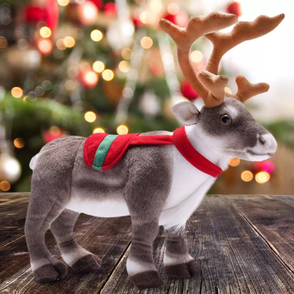 (35cm) Christmas Reindeer Plush Reindeer Toys Stuffed Doll Freestanding Elk Figurines A