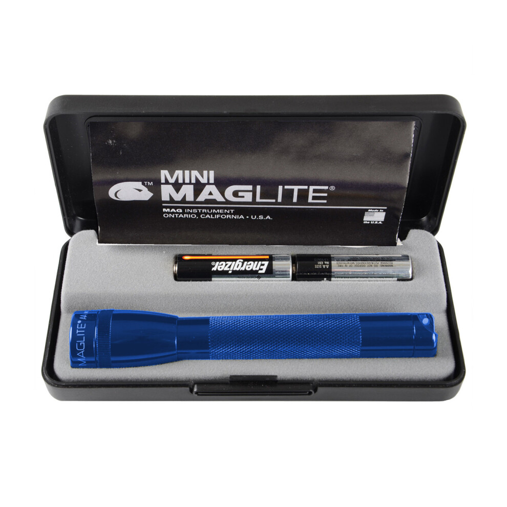 (Blue) Mini Maglite Aa Torch - Gift Boxed Flashlight with Batteries