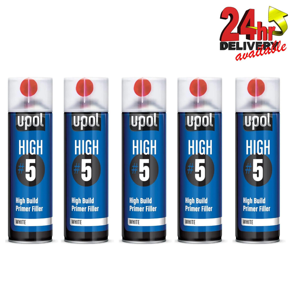 5 X U-Pol HIGH5 1K Ready For Use WHITE High Build Primer Paint 450ml UPOL - Image 2
