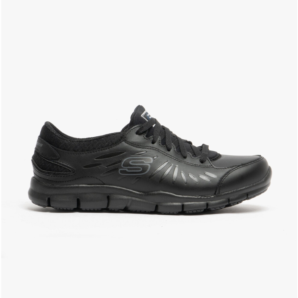 (UK 3, Black) Skechers Work RELAXED FIT - ELDRED SR Ladies Leather Anti-Slip Shoes Black