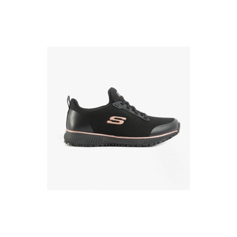 Skechers Work SQUAD SR Ladies Occupational Trainers Black/Rose Gold