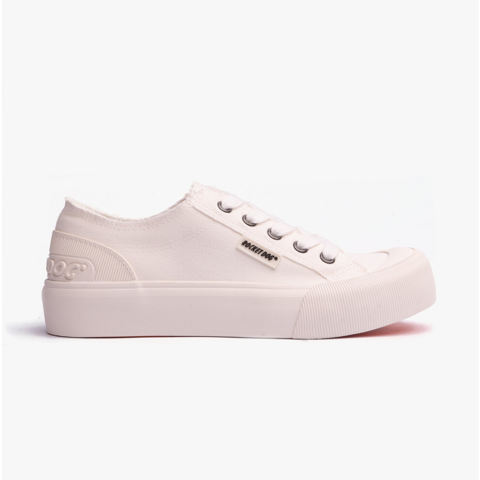 (UK 7, White) Rocket Dog JAZZIN PLUS CANVAS Womens Trainers White