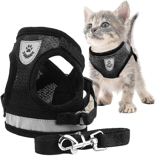 (Black, S) Cat Harness, Cat Harness Escape Proof