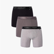 (Large, Grey/Heather/Black) Ted Baker 3-Pack Cotton Boxer Briefs Mens Navy
