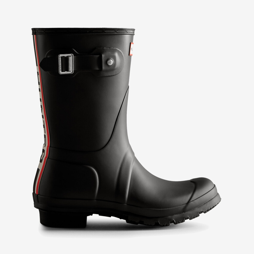 (UK 7, Black) Hunter ORIGINAL SHORT TRI COLOUR LOGO BOOT Womens Wellies Black