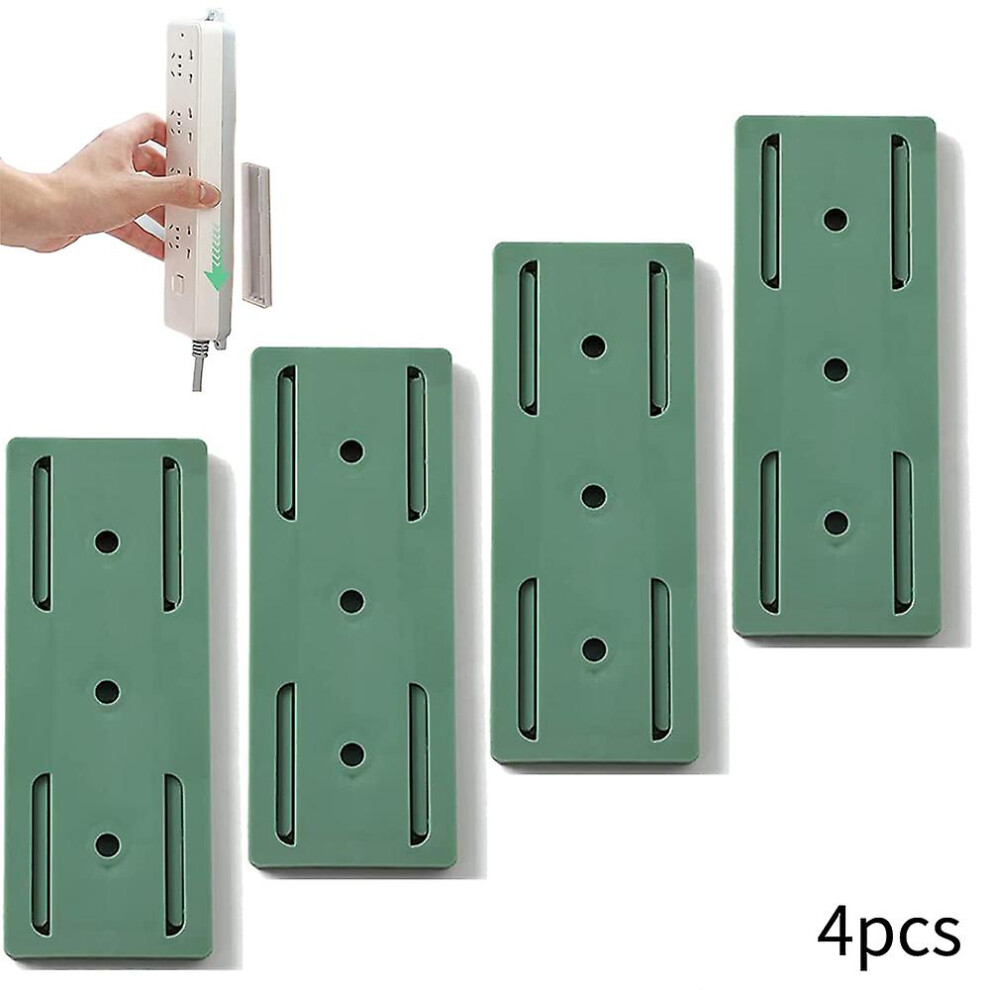(Green) 4 Pcs Self-Adhesive Desktop Socket Fixer,Punch-Free Wall Mount Power Strip Holder,Desktop Mountable Bracket Stand Gifts 8795863254852