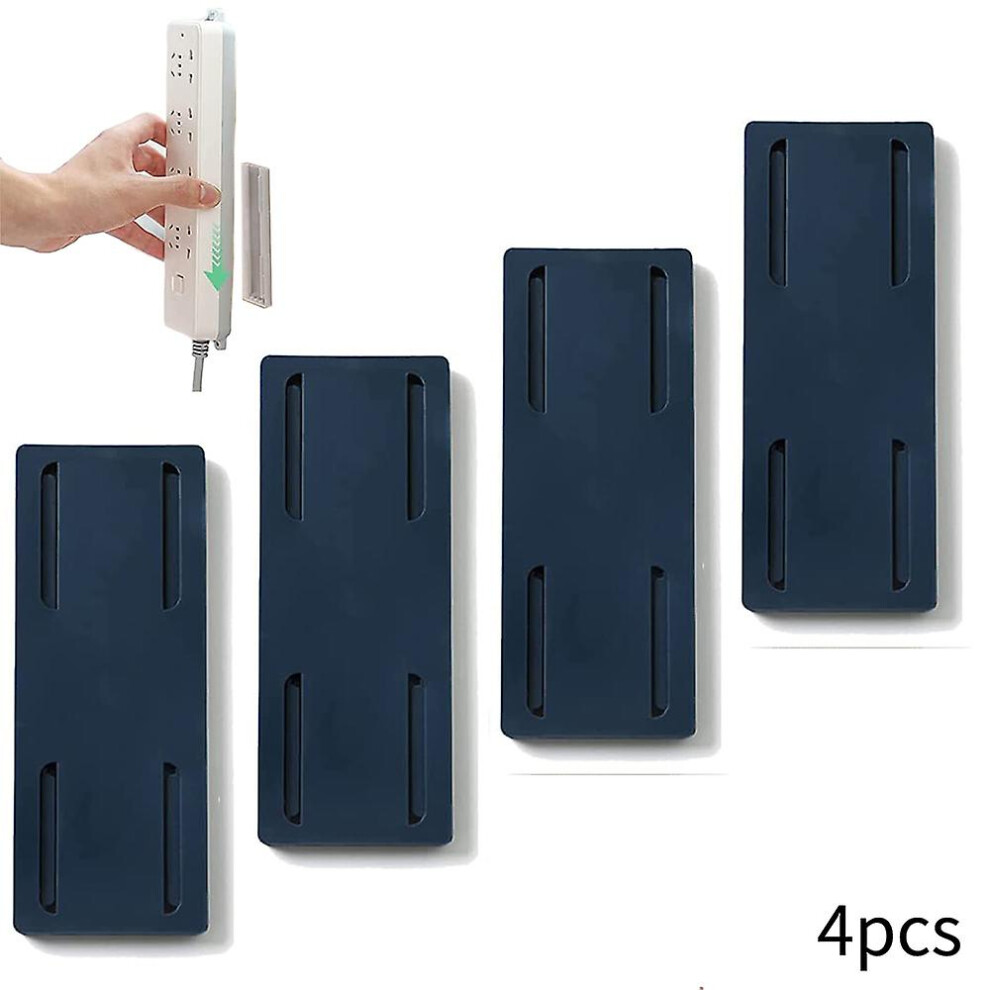 (Blue) 4 Pcs Self-Adhesive Desktop Socket Fixer,Punch-Free Wall Mount Power Strip Holder,Desktop Mountable Bracket Stand Gifts 8795863254869