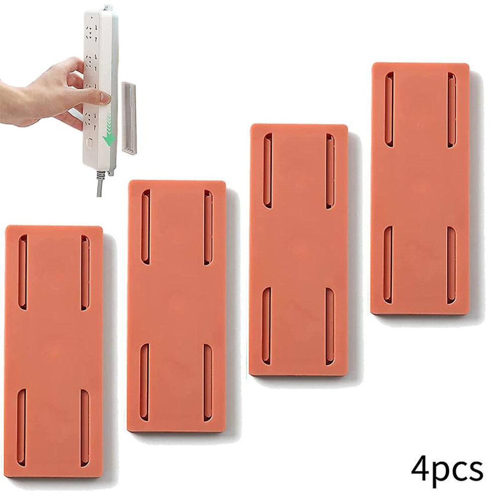 (Orange) 4 Pcs Self-Adhesive Desktop Socket Fixer,Punch-Free Wall Mount Power Strip Holder,Desktop Mountable Bracket Stand Gifts 8795863254876