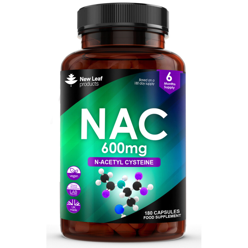 New Leaf Product Nac N-Acetyl-Cysteine 600Mg Supplements, High Bioavailability Capsules