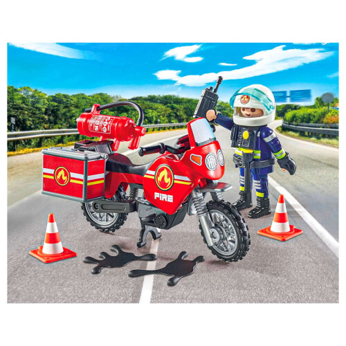 PLAYMOBIL Playmobil Moto de Bomberos y Accidente de Derrame de Aceite 2