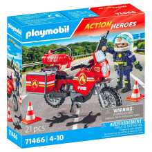 PLAYMOBIL 71466 Action Heroes: Fire Motorcycle & Oil Spill Incident