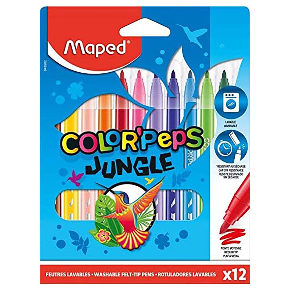 COLORPEPS JUNGLE COLOURING FELT TIPS 12PK-image-OPC-PFTTBVP-NEW