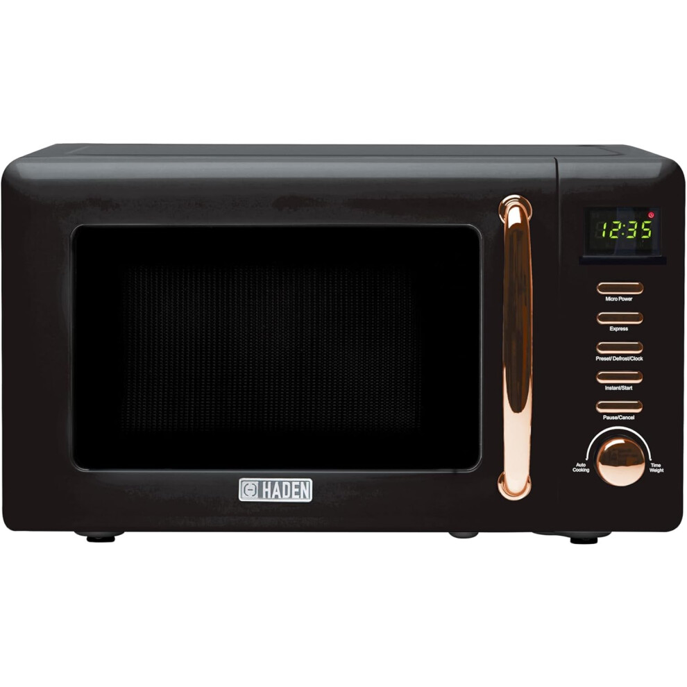 Haden Salcombe 800W Microwave Oven - Versatile With Defrost, Reheat & Cooking Functions Spacious 20L Capacity - Convenient Digital Timer Black