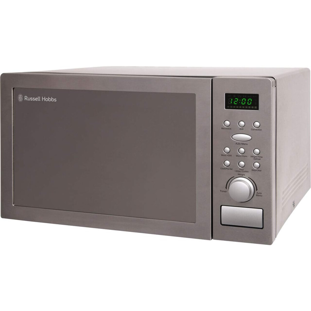 Russell Hobbs Digital Combination Microwave Stainless Steel 25 Litre 900 W with 8 Auto Cook Menus, 5 Power Levels with Clock Timer Fan Assisted Oven