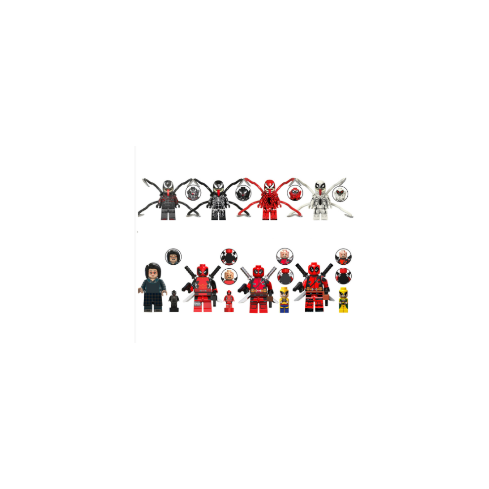 Enekio (8Pcs-D) 8Pcs Marvel Deadpool Avengers Super Heroes Mini Figures Venom Fit Lego