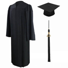 (black, 2XL) Graduation Gown Cap Tassel Set For High School And Bachelor