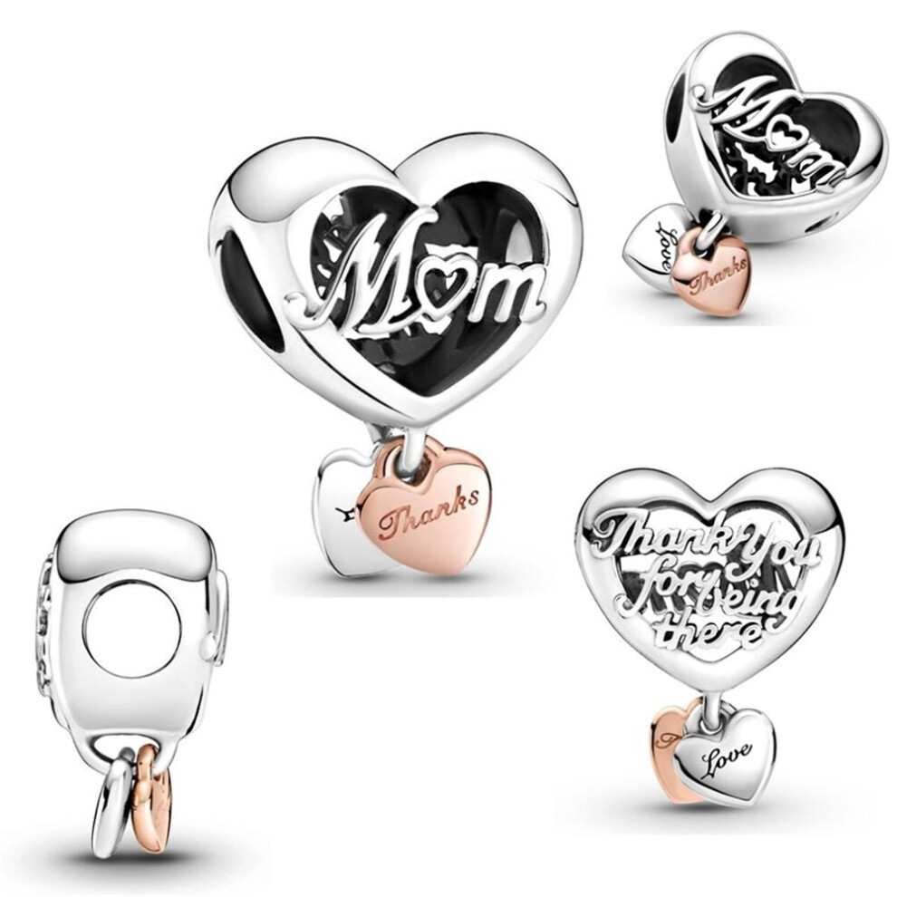 (Y468) 925 Sterling Charms Family Love You Sister Mum Daughter Friend Fit Original Brand 1:1 Logo Bracelet Pendant Diy Jewelry Mom Gift Silver