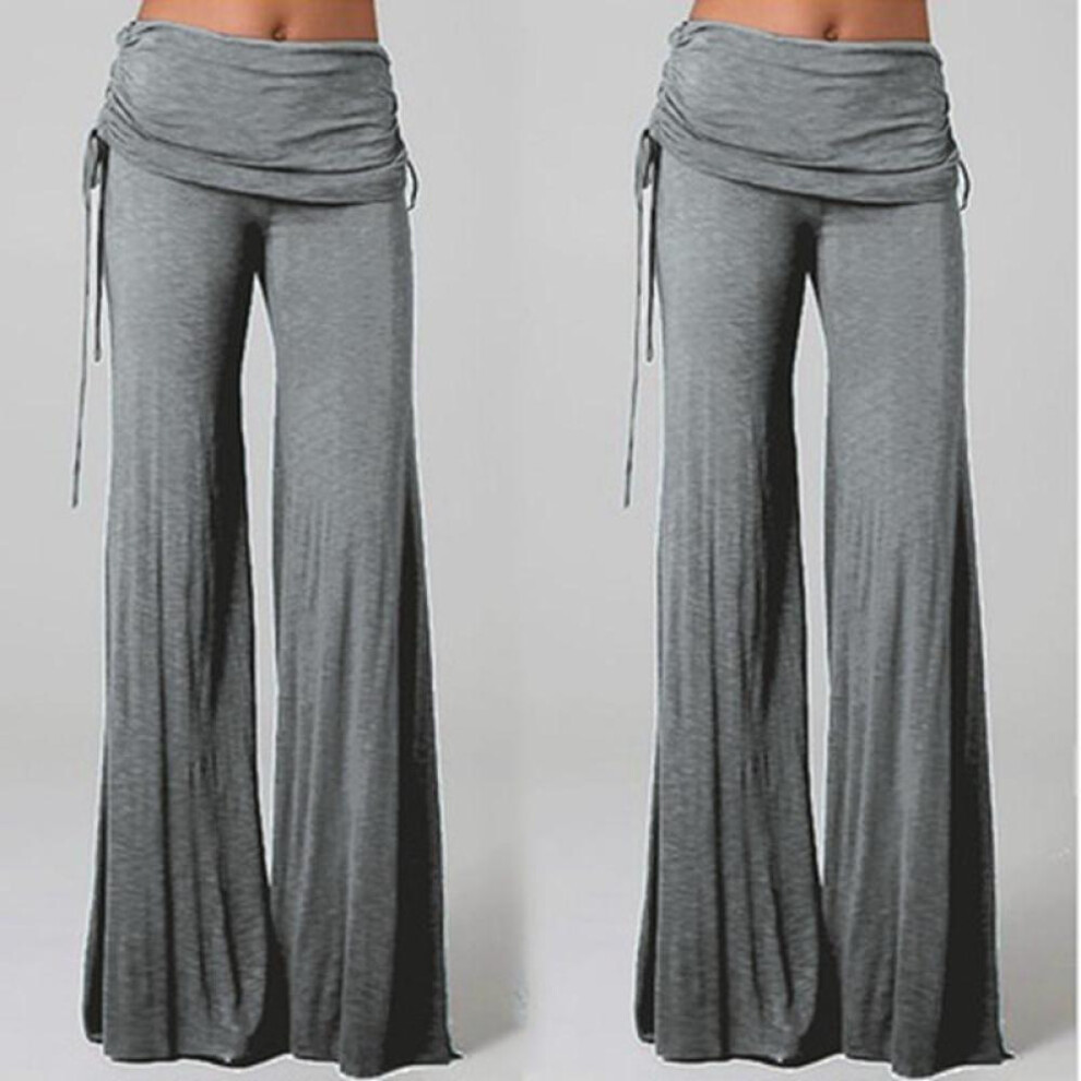 (grey, M) Bohemian Women&apos;s Wide Leg Casual Yoga Fitness Pants