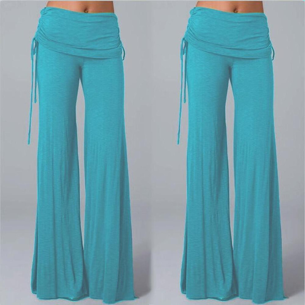 (sky blue, L) Bohemian Women&apos;s Wide Leg Casual Yoga Fitness Pants