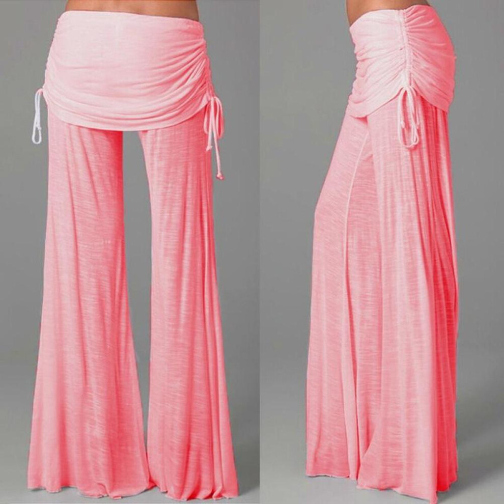 (pink, XL) Bohemian Women&apos;s Wide Leg Casual Yoga Fitness Pants