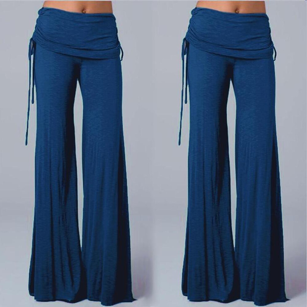 (blue, S) Bohemian Women&apos;s Wide Leg Casual Yoga Fitness Pants