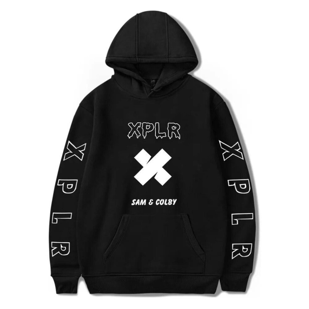 (black, M) Xplr Hoodie Printed Sam And Colby Hoodies Sweatshirts Men Women Hoodie Casual Sweatshirt Sam And Colby Pullover Fleece Hoodie