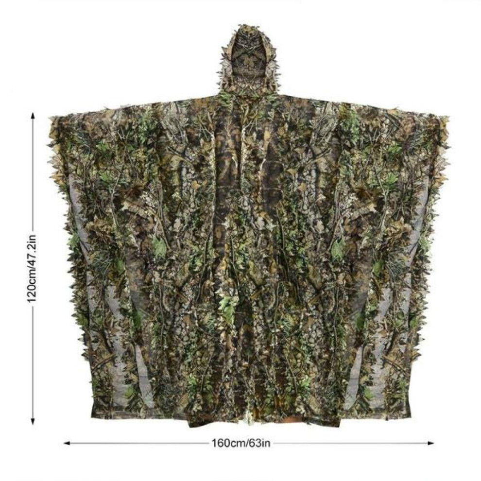 (as the picture) Ghillie Suit Poncho Outdoor 3D Leaves Camouflage Camo Cape Cloak For Military, Cs, Jungle Hunting, Paintball, Airsoft, Wildlife Photography, Halloween