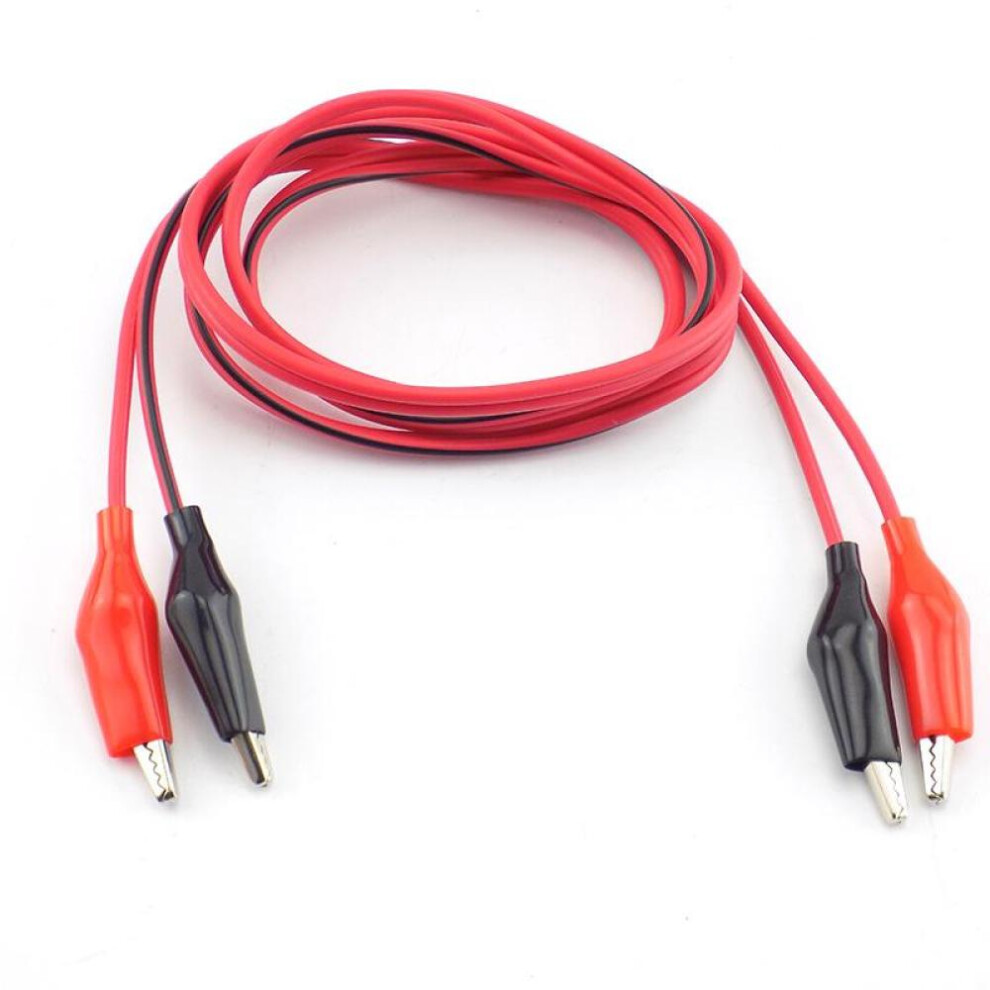 (as the picture) 1m Double Head Crocodile Clip Electric Alligator Clips Test Lead Roach Electrical Diy Clip Test Lead Jumper Wire Cable