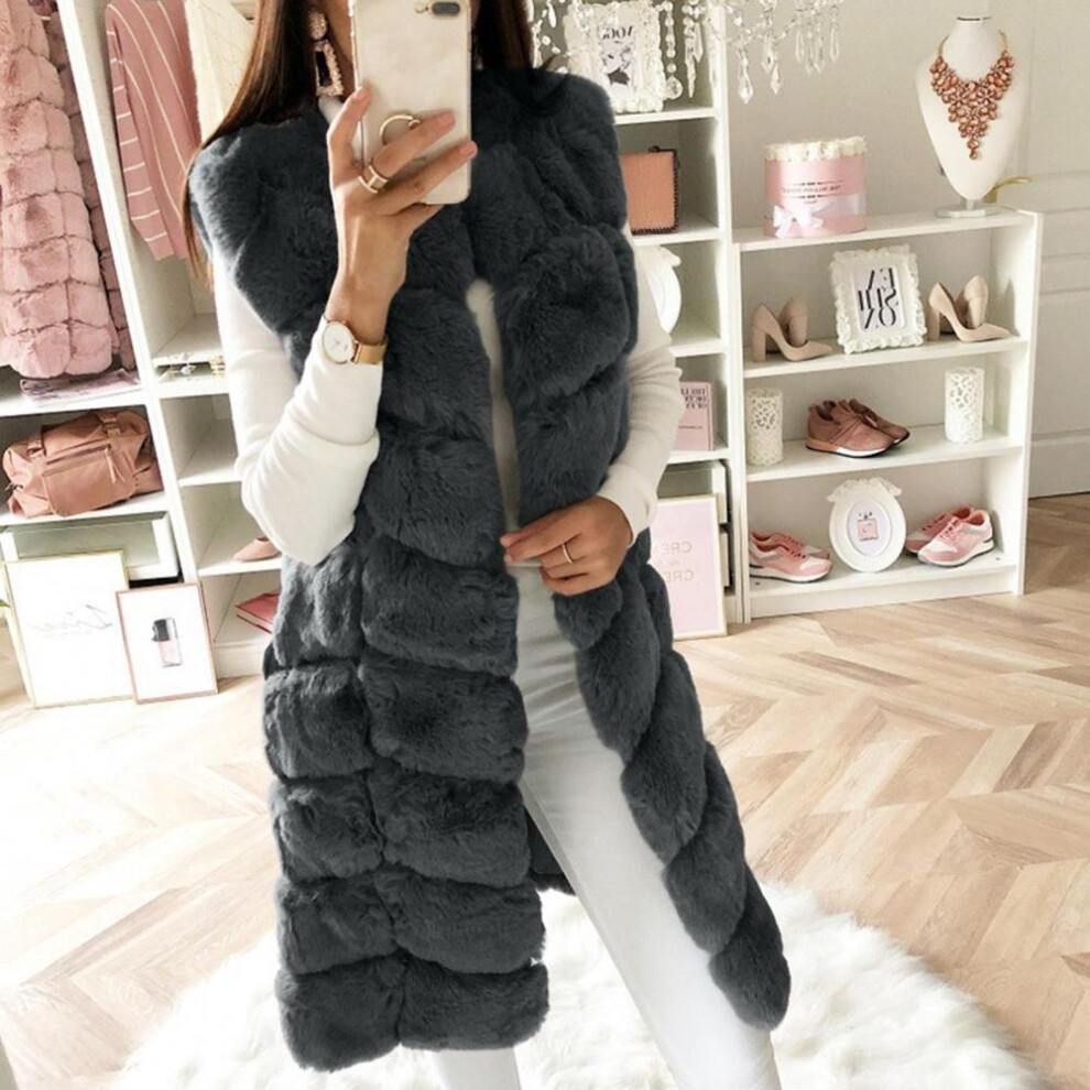 (black, XXXL) Fashion Womens Fall And Winter Faux Gilet Vest Sleeveless Waistcoat Body Warmer Jacket Coat