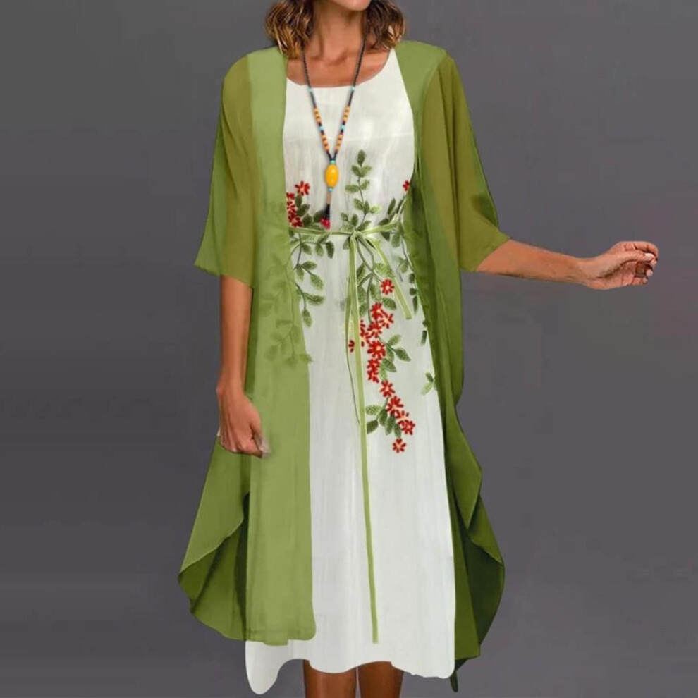 (green, XXXXL) Women&apos;s Lace Print Cocktail Dress Festive Bridesmaid Wedding Midi Evening Dresses Sleeveless Vintage Tulle Cardigan