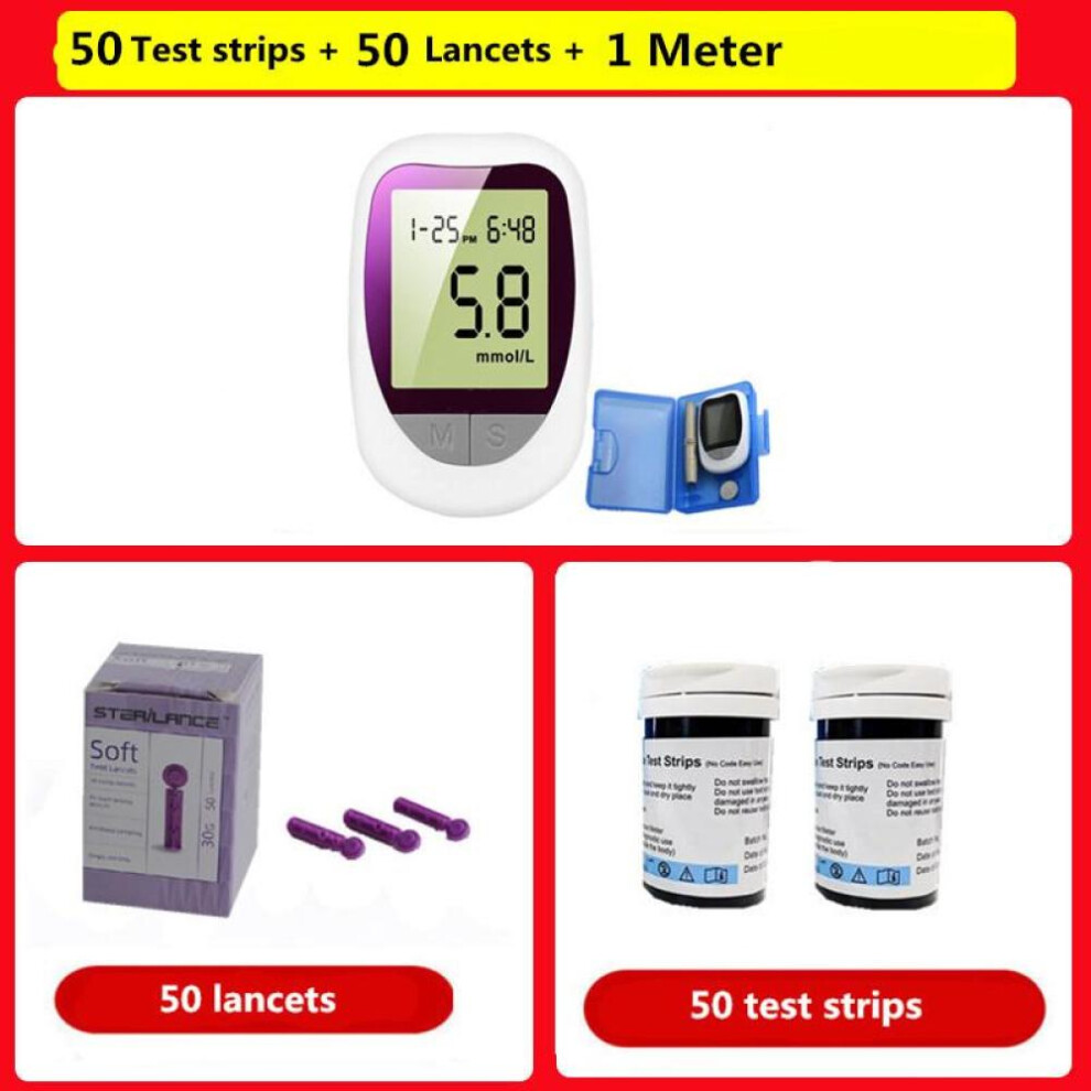 Kh-100 Blood Glucose Meter 50 Strips/lancet With Battery