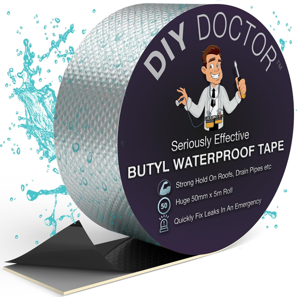 Diy Doctor Waterproof Tape For Leaks - Butyl Tape - Roof Sealant - Outdoor Repair Tape - Aluminium Foil 50Mm X 5M 885334827727