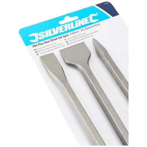 Silverline Silverline 515779 SDS Plus Hex Chisel Set 3pce 250 mm  20, 40 mm and Point 2