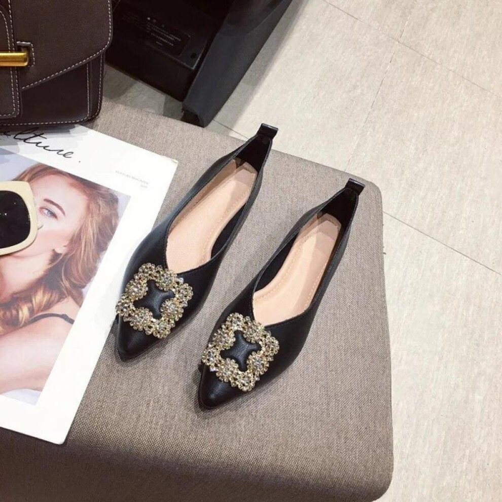 (black, 35) Fashion Ballerina Flats Women Shoes Brand Pointed Toe Office Ladies Flats Single Shoes Soft Plus Size 41