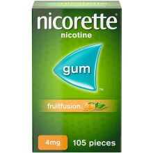 Nicorette Fruitfusion 4mg Gum (1 x 105 Pieces), Discreet and Fast-Acting, Stop Smoking Aid to Tackle Cravings and Withdrawal Symptoms