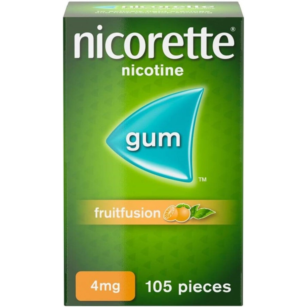 Nicorette Fruitfusion 4mg Gum (1 x 105 Pieces), Discreet and Fast-Acting, Stop Smoking Aid to Tackle Cravings and Withdrawal Symptoms