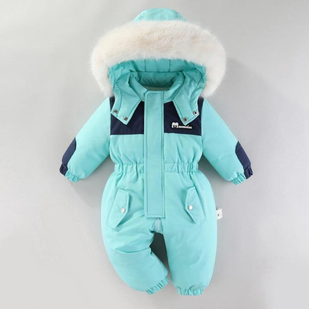 (green, 90cm) -30 Degree Winter Baby Ski Suit Jumpsuit Outwear Suits For Infants Baby Ski Suit Thick Baby Jumpsuit Waterproof Hooded For Girls Boys