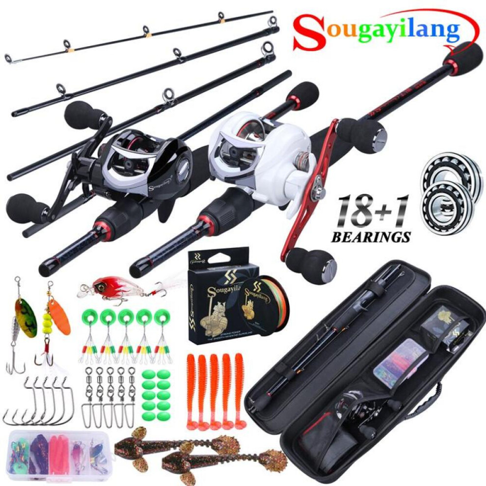(black, 2.4m&Left handle) Fishing Rod And Reel Set  1.8-2.4m Cast Fishing Rod And 18 + 1bb Reel Combination Fishing Line Bait Bag For Carp Fishing