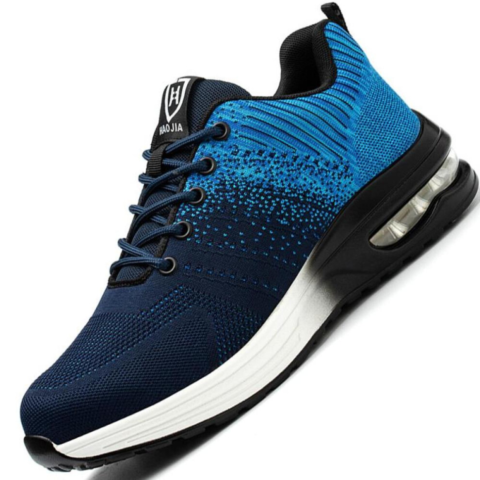 (blue, 44) New Air Cushion Safety Shoes Men Women Work Sneakers Steel Toe Shoes Puncture-proof Sport Work Shoes Men Indestructible Safety Boots Working Shoes