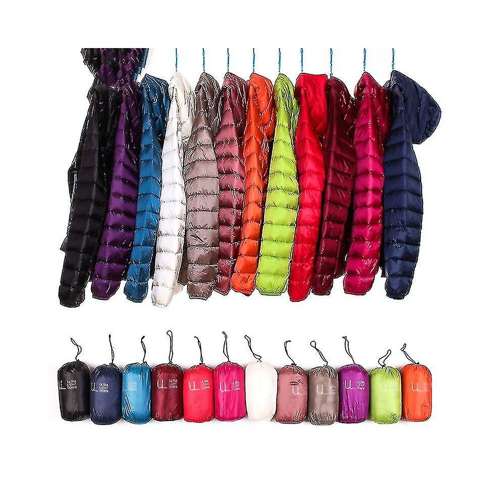 (Green, l) Women Ultra Light Down Jacket Whie Duck Down Hooded Jackets Long Sleeve Warm Slim Coat Parka