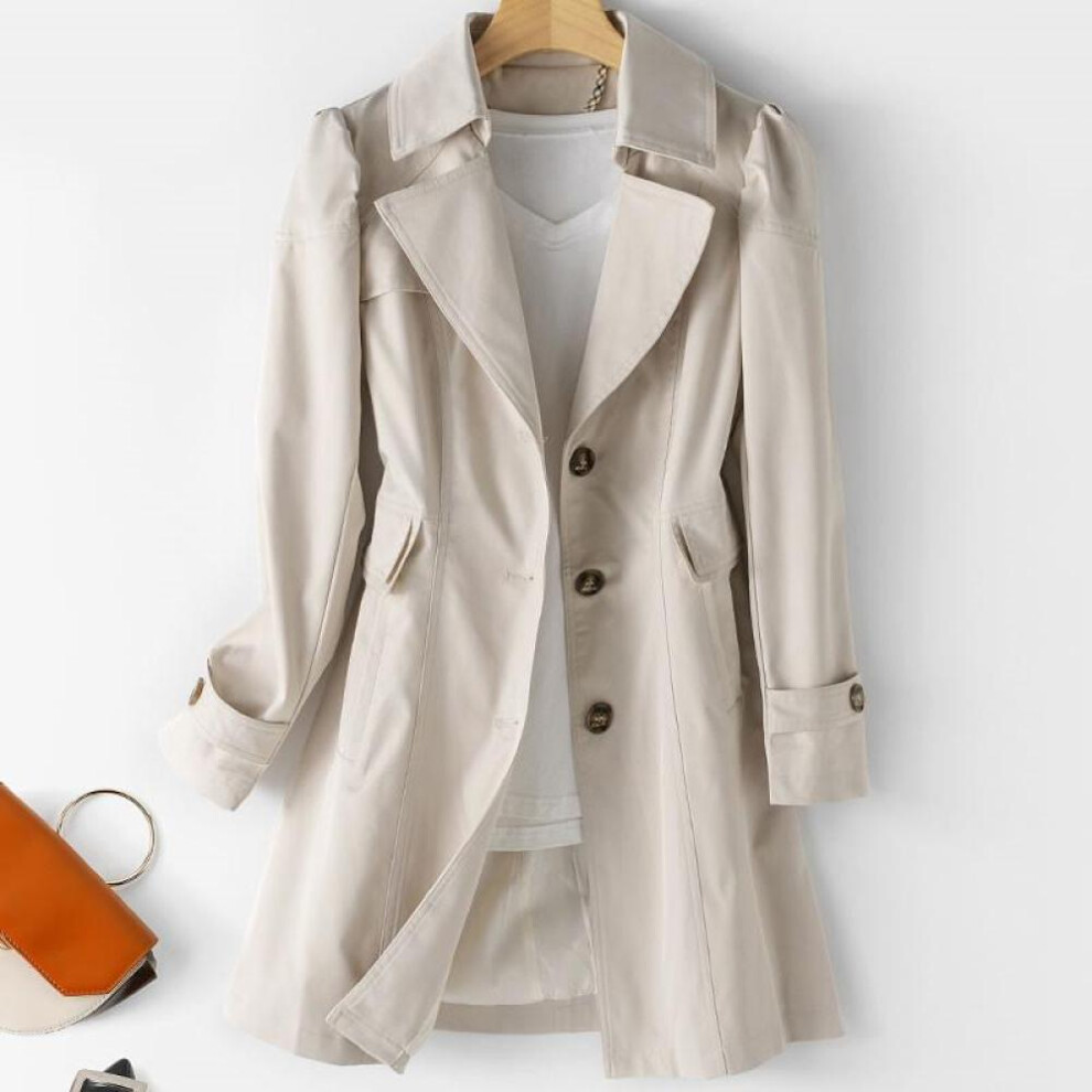 (beige, 3XL) Spring Autumn Trench Coat Women Single-breasted Mid-long Women Trench Coat Overcoat 5xl Khaki Windbreaker
