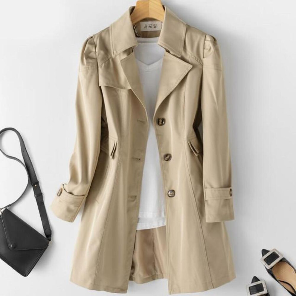(khaki, 5XL) Spring Autumn Trench Coat Women Single-breasted Mid-long Women Trench Coat Overcoat 5xl Khaki Windbreaker