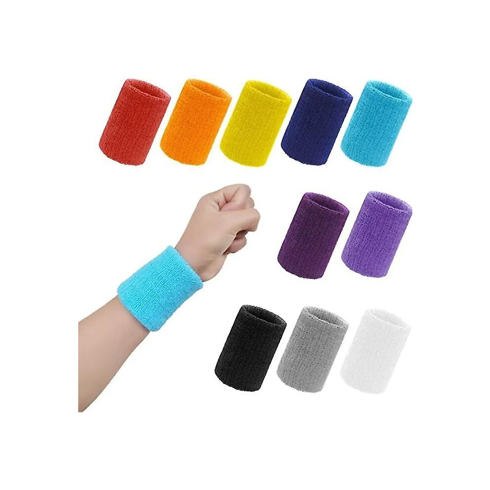 Sports Wristbands, 10 Pieces Absorbent Wrist Sweatband Cotton Tennis Wrist Protectors, Sports Sweatbands For Basketball, Tennis, Running, Exercise-image-OPC-PFTV7FD-NEW