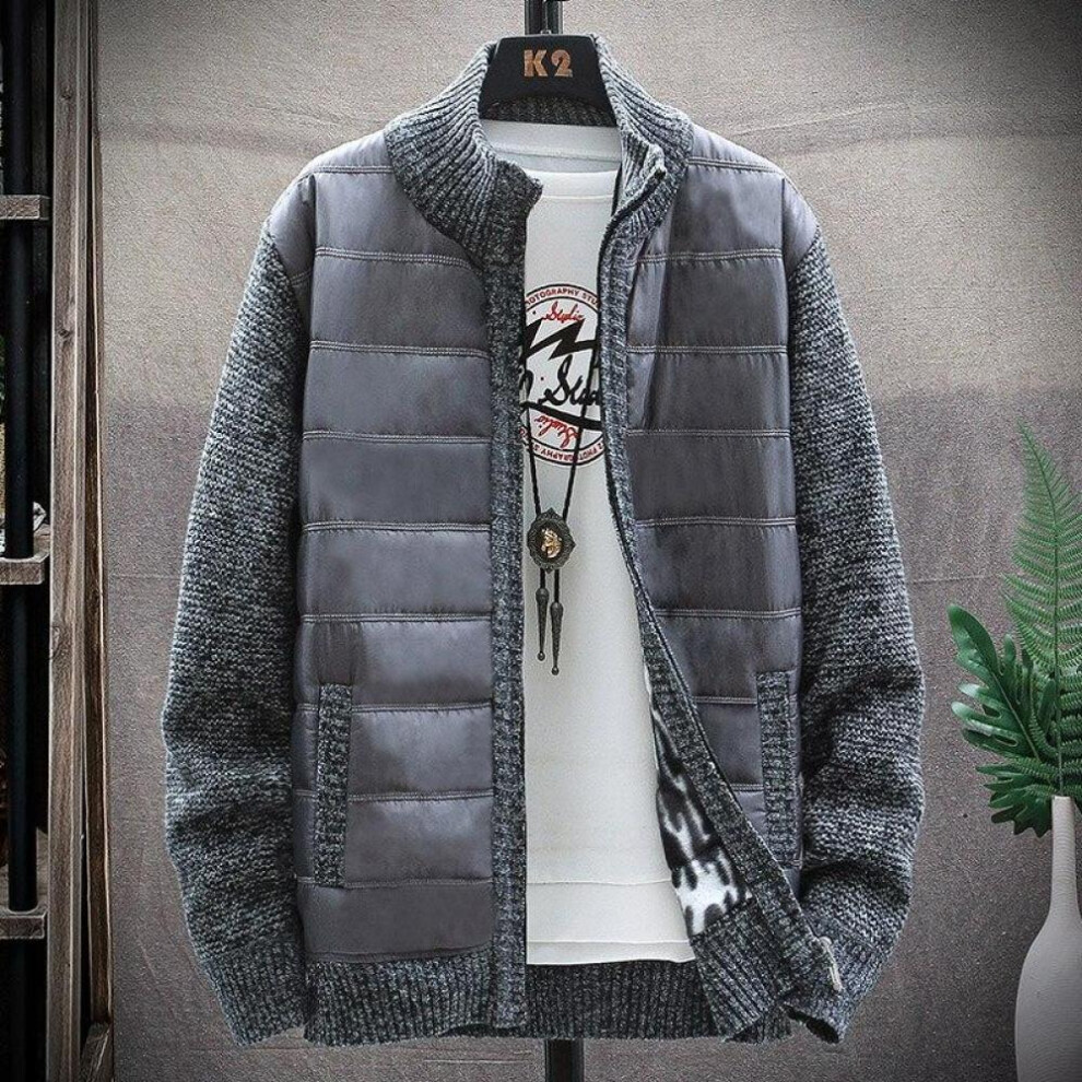 (dark gray, XXXL) Autumn Korean O-neck Men&apos;s Sweaters With Thick And Velvet Men&apos;s Cardigan Knitted Sweatercoats Solid Jacket Male M-3xl
