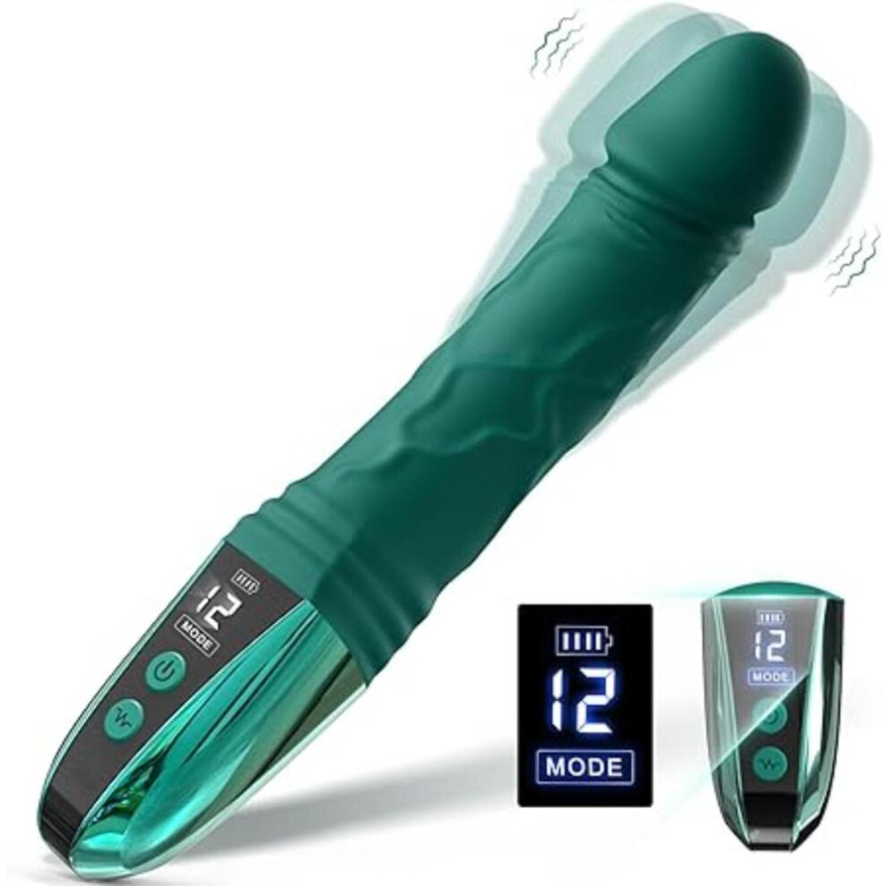 (green) G Spot Dildo Vibratorrealistic Anal Dildo For With Led Display, 12 Vibrations Clitoris Vibrator Wand Sex Toys For Female Male G Spot Anal Stimulation