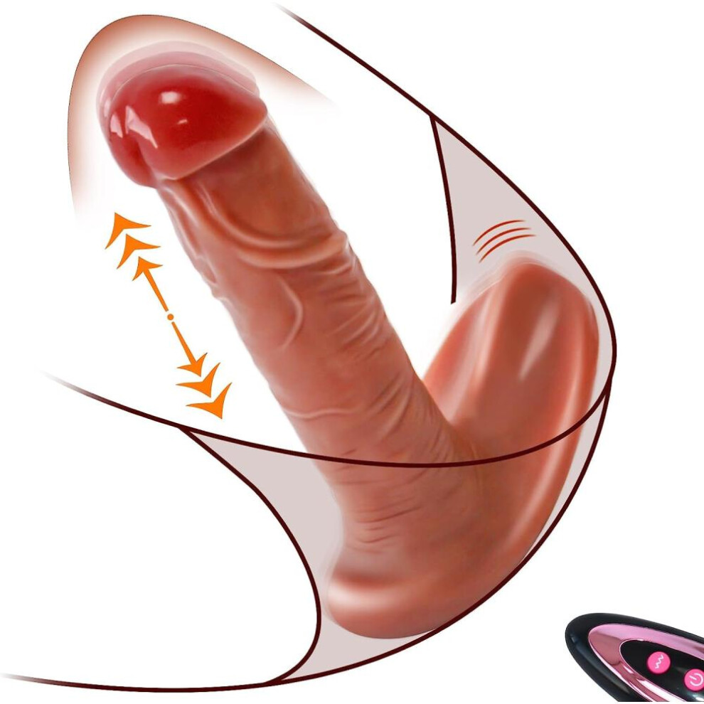 (nude) Retractable Remote Control Heated Silicone Dildo G-spot Clitoris Wearable Vibrator Woman Sex Toys Penis Female Vaginal Masturbator Sex Toys