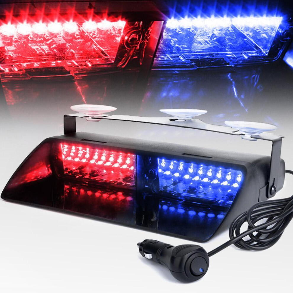 (red,blue) Car 16 Leds 18 Flashing Modes Car Truck Emergency Flash Warning Light Dash Strobe Light