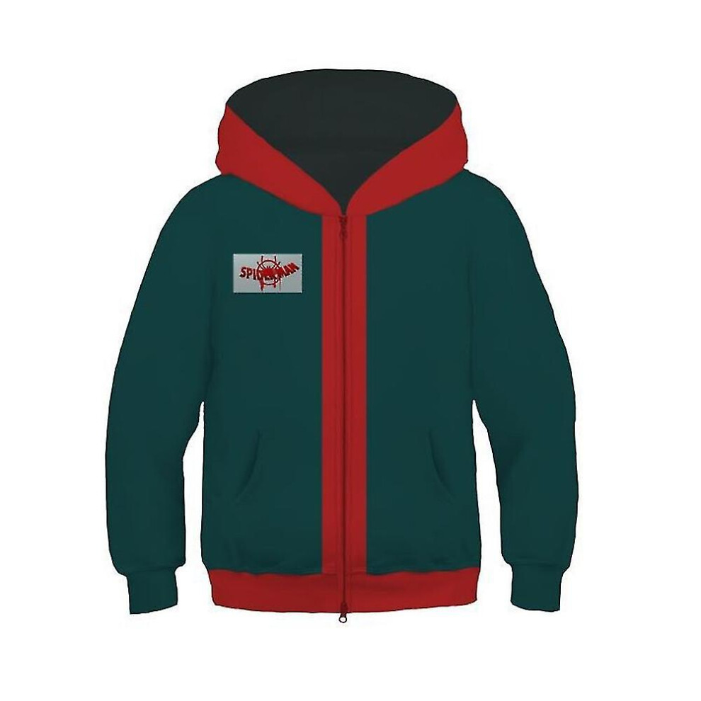 (General style, 6-7Years) Spider-man: Across The Spider-verse Miles Morales Cosplay Hoodies Coat Spiderman Into The Spider Kids Jacket Boys Girls Hooded Tops Outwear