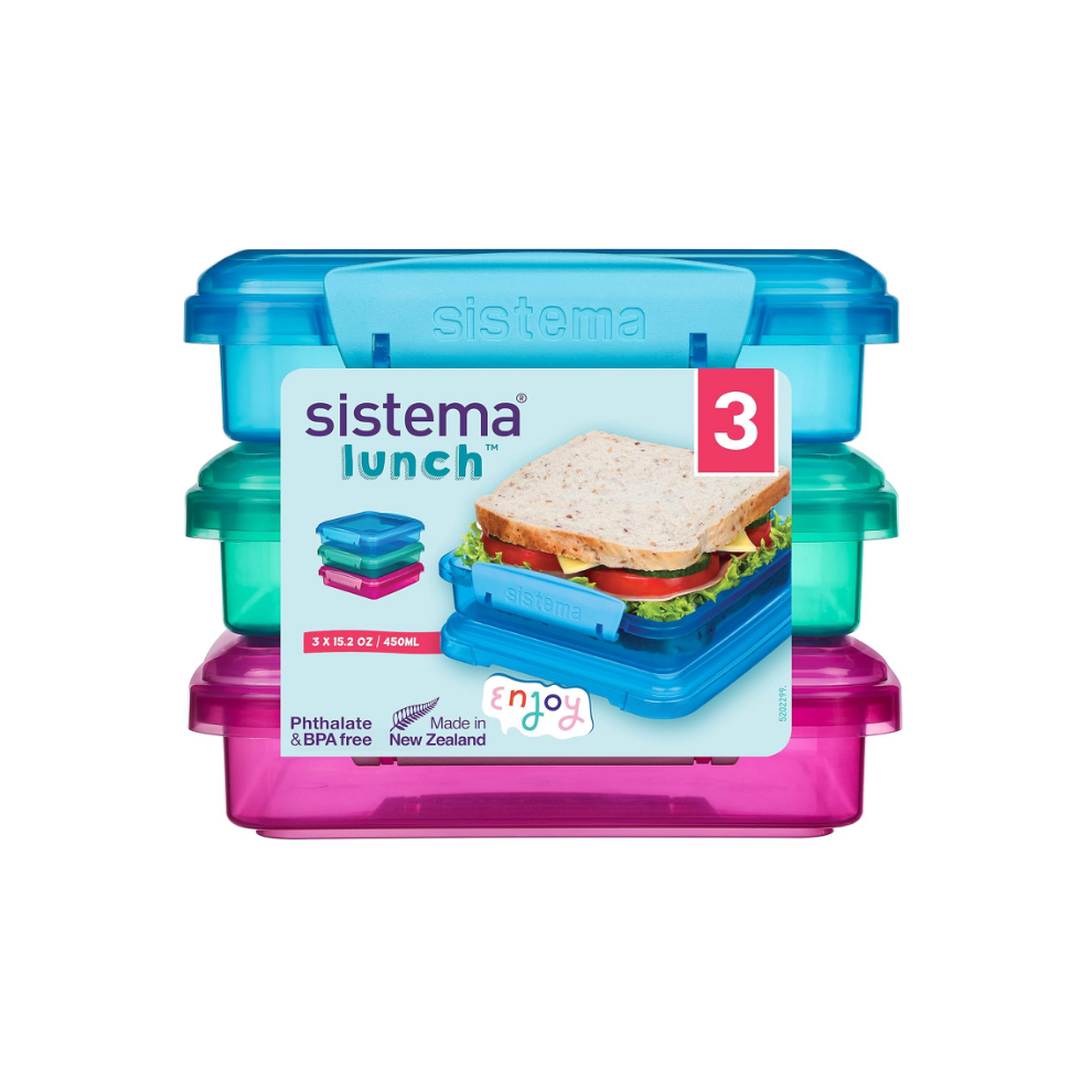 Lunch Sandwich Boxes | 450 Ml | Airtight School Lunch Boxes | Bpa-Free | Assorte